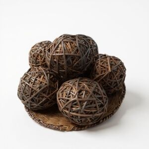 Handmade Rattan Wicker Decorative Plate and Balls 6pcs NEW